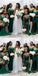 Green Mermaid Off Shoulder Side Slit Cheap Long Bridesmaid Dresses Online,WG1060