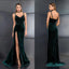 Green Mermaid Spaghetti Straps High Slit Cheap Long Bridesmaid Dresses Online, WG967