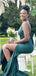 Green Spaghetti Straps Side Slit Mermaid Cheap Long Bridesmaid Dresses Online,WG1461