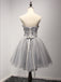 Grey Lace Tulle Short Sweetheart Homecoming Prom Dresses,  Short Party Prom Dresses, Graduation Dresses, CM202