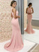 Halter Mermaid Blush Pink Cheap Long Wedding Bridesmaid Dresses, WG1222