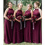 Halter Plum Chiffon Cheap Long Bridesmaid Dresses Online, WG575