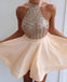 Halter Sparkly Sequin Short Homecoming Prom Dresses, Affordable Short Party Prom Sweet 16 Dresses, Perfect Homecoming Cocktail Dresses, CM378