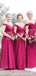 Hot Pink Off Shoulder Long Bridesmaid Dresses Online, Cheap Bridesmaids Dresses, WG695