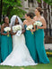 Hunter Green Custom Sweetheart Chiffon Long Cheap Bridesmaid Dresses Online, WG340