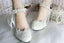 Lace Pearls Pointed Toes Women Wedding Shoes With Ribbons Lace Up, S018
