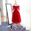 Long Sleeve Red Lace Beaded Homecoming Prom Dresses, Affordable Short Party Prom Dresses, Perfect Homecoming Dresses, CM266