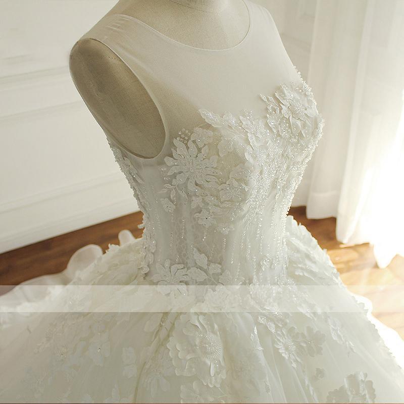 Luxurious Lace Beaded A line Wedding Bridal Dresses, Custom Made Wedding Dresses, Affordable Wedding Bridal Gowns, WD255