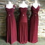 Mismatched Custom Long Cheap Burgundy Bridesmaid Dresses Online, WG327