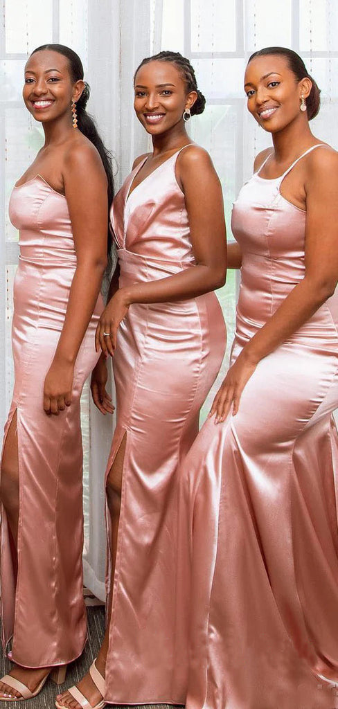 Mismatched Pink Mermaid Cheap Long Bridesmaid Dresses Online,WG1468