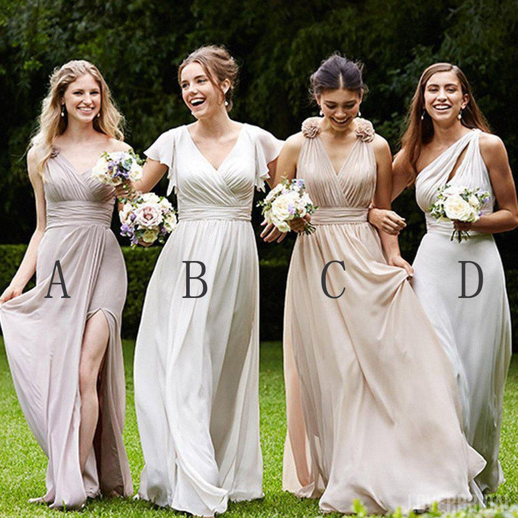 Mismatched Pretty Cheap Chiffon Side Split Floor-Length Formal High Quality Custom Make Bridesmaid Dresses, WG170