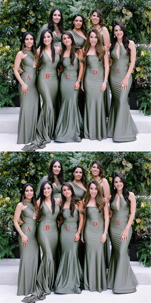 Mismatched Sage Green Mermaid Cheap Long Bridesmaid Dresses Online,WG1132