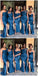 Navy Mismatched Mermaid Side Slit Cheap Long Cheap Bridesmaid Dresses Online, WG639