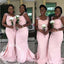 Newest Pink Mermaid Cap Sleeves Cheap Long Bridesmaid Dresses,WG1435