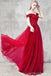 Off Shoulder Red Cheap Long Evening Prom Dresses, Cheap Custom Party Prom Dresses, 18583
