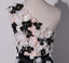 One Shoulder Handmade Flower Black A-line Long Evening Prom Dresses, 17624