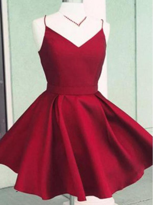 Open Back Simple Red Short Homecoming Dresses Under 100, CM385