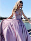 Pink A-line Spaghetti Straps V-neck Long Party Prom Dresses, Dance Dresses,12361