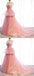 Pink A-line Spaghetti Straps V-neck Long Prom Dresses Online, Dance Dresses,12494