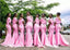 Pink Mermaid Off Shoulder Cheap Long Bridesmaid Dresses Online,WG1018