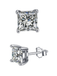 Platinum Plated Sterling Silver Cushion Cut Cubic Zirconia Stud Earrings