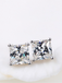 Platinum Plated Sterling Silver Cushion Cut Cubic Zirconia Stud Earrings