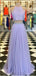 Purple A-line Halter Two Pieces Maxi Long Prom Dresses,Evening Dresses,12920