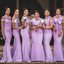 Purple Mermaid Off Shoulder Cheap Long Bridesmaid Dresses,WG1487