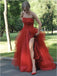 Red A-line High Slit Sweetheart Maxi Long Prom Dresses,Evening Dresses,13024