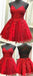 Red Spaghetti Straps Short Homecoming Dresses,Cheap Short Prom Dresses,CM894