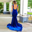 Royal Blue Mermaid Backless Side Slit Cheap Long Bridesmaid Dresses Online,WG975