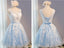 See Through Light Blue Skirt Ivory Lace Homecoming Prom Dresses, Affordable Short Party Prom Dresses, Perfect Homecoming Dresses, CM278