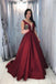 Sexy Backless Maroon Simple Long Evening Prom Dresses, Cheap Custom Party Prom Dresses, 18581