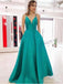 Sexy Backless Simple Green Cheap Long Evening Prom Dresses, Evening Party Prom Dresses, 18639