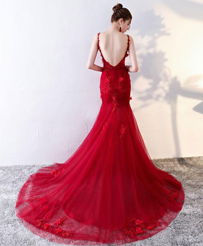 Sexy Backless Sweetheart Neckline Dark Red Lace A line Long Evening Prom Dresses, Popular Cheap Long Custom Party Prom Dresses, 17333