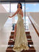 Sexy Gold Mermaid Spaghetti Straps High Slit Maxi Long Prom Dresses,13060