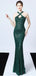 Sexy Green Mermaid Sequin Sleeveless Cheap Long Prom Dresses Online,12767