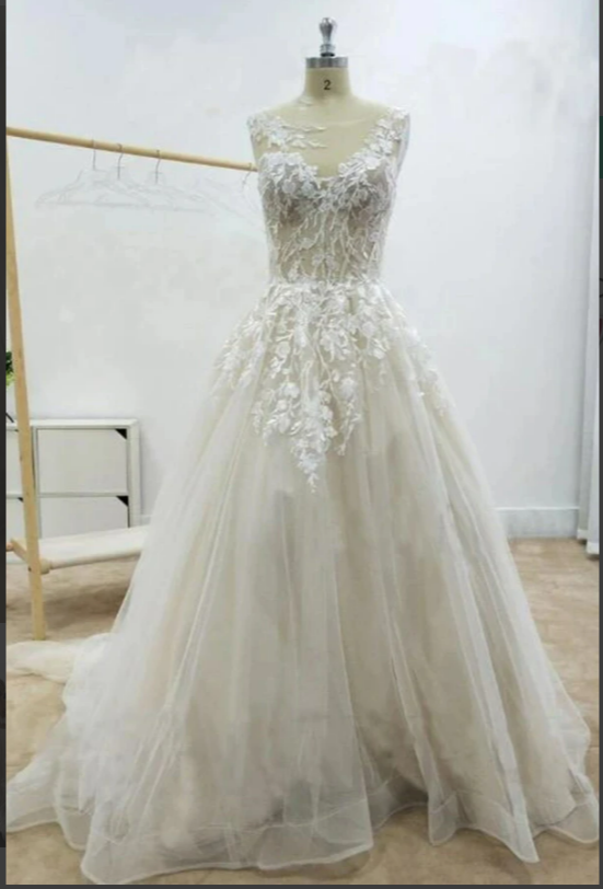 Sexy Open Back Lace A-line Wedding Dresses Online, Cheap Unique Bridal Dresses, WD587
