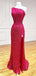Sexy Red Mermaid One Shoulder Maxi Long Prom Dresses,Evening Dresses,12959