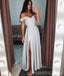 Side Slit Spaghetti Straps Simple Long Evening Prom Dresses, Cheap Custom Sweet 16 Dresses, 18451