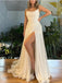 Simple A-line High Slit Cheap Maxi Long Prom Dresses Online,13045