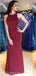 Simple Cheap Halter Mermaid Maroon Long Evening Prom Dresses, Cheap Sweet 16 Dresses, 18428