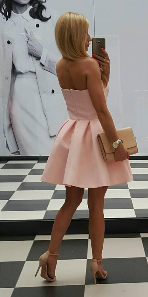 Simple Pale Pink Sweetheart Satin Short Homecoming Dresses Online, CM635