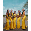 Simple Yellow Spaghetti Straps Cheap Long Bridesmaid Dressing Gown Online,WG901