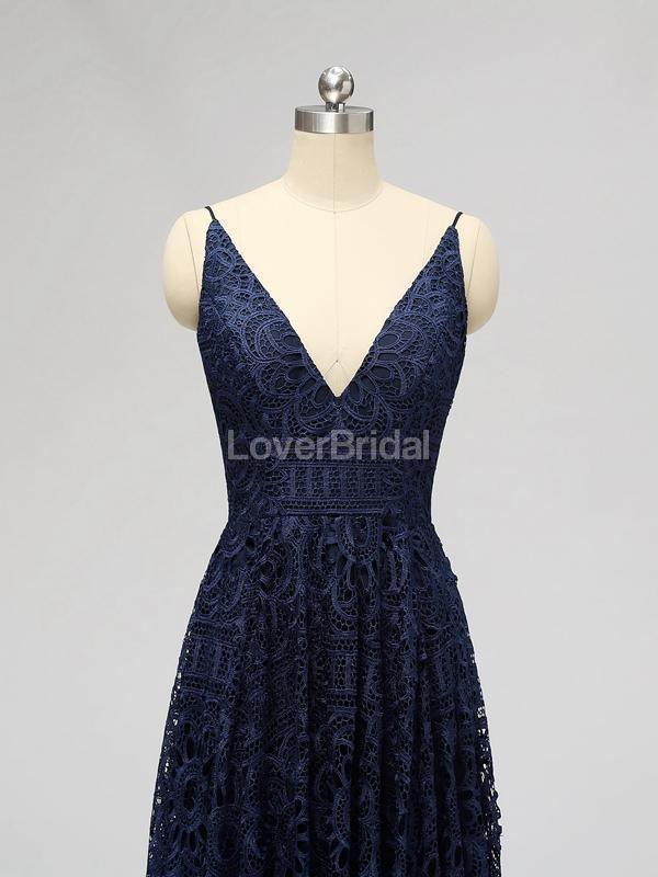 Spaghetti Strapls Lace Navy Lace Short Cheap Bridesmaid Dresses Online, WG588