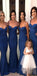 Spaghetti Straps Mermaid Blue Sexy Cheap Long Bridesmaid Dresses Online, WG579