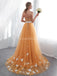Strapless Orange Tulle ButterFly Evening Prom Dresses, Evening Party Prom Dresses, 12024