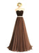 Strapless Sweetheart Beaded Belt A line Brown Long Evening Prom Dresses, Popular Cheap Long Party Prom Dresses, 17259