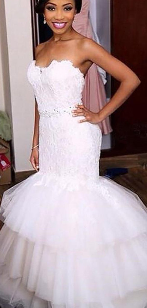 Strapless Sweetheart Lace Beaded Mermaid Wedding Dresses Online, WD428