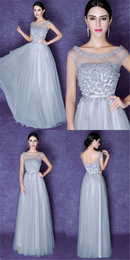 Tulle Prom Dresses,Scoop  Prom Dresses,Gray Prom Dresses, Beautiful Bridesmaid Dresses,Party Dresses ,Cocktail Prom Dresses ,Evening Dresses,Long Prom Dress,Prom Dresses Online,PD0183